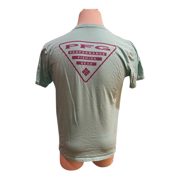 Columbia Teal Blue PFG Fishing Large Short Sleeve Tee Classic Design - Picture 3 of 6